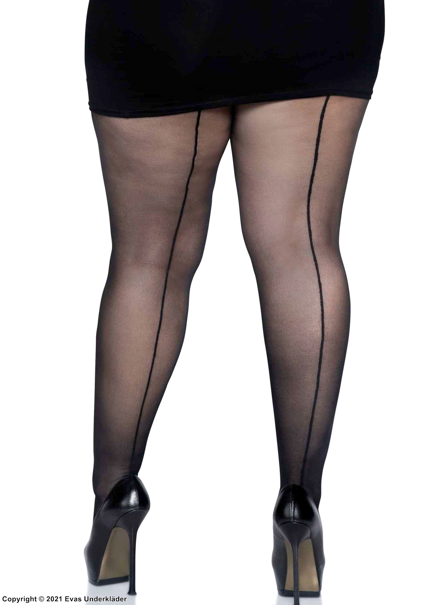 Klassische Strumpfhose, Naht hinten, Plus Size